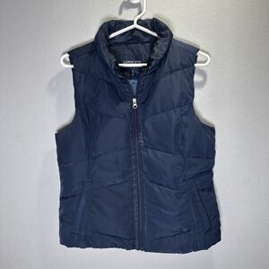 Lands End Women's Size Small Puffer Zip Vest Down Fill Feathers Quilted Pockets
